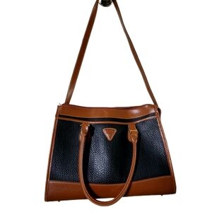 VINTAGE GUESS Y2K Purse Pebbled Leather Black Tan Crossbody